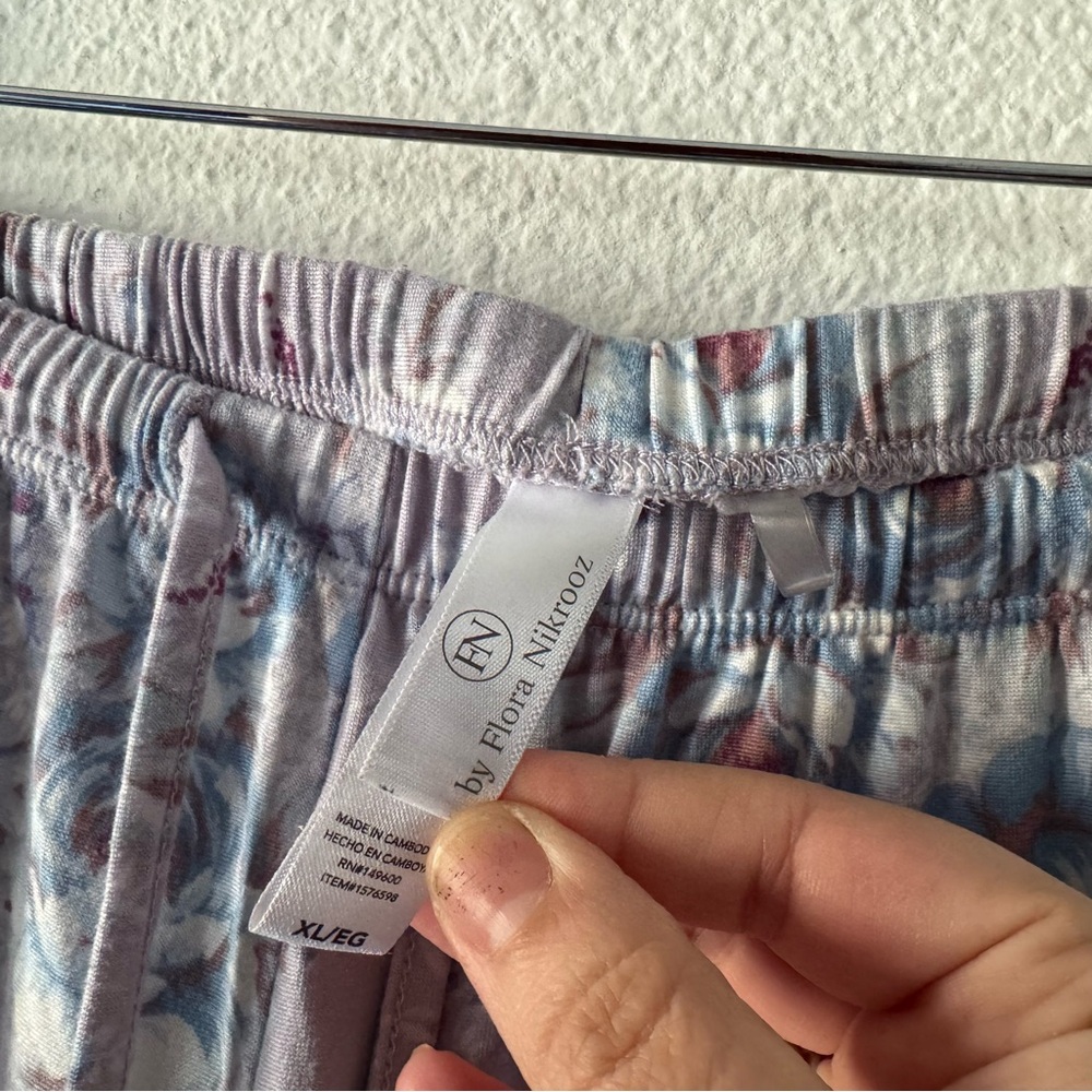 Flora Nikrooz Silky Soft Floral Lilac Pajama Lounge Set Coquette Cottagecore XL - Picture 12 of 16